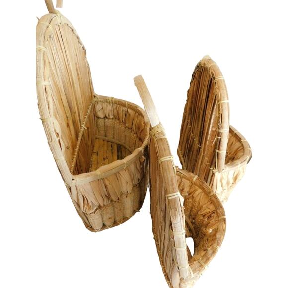 Vintage Woven Corn Cob Husk Hanging Stacking Baskets Fall Autumn SET OF 3 READ - Picture 11 of 11
